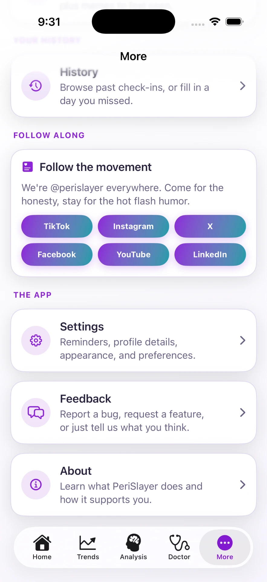 Follow the movement social links screen
