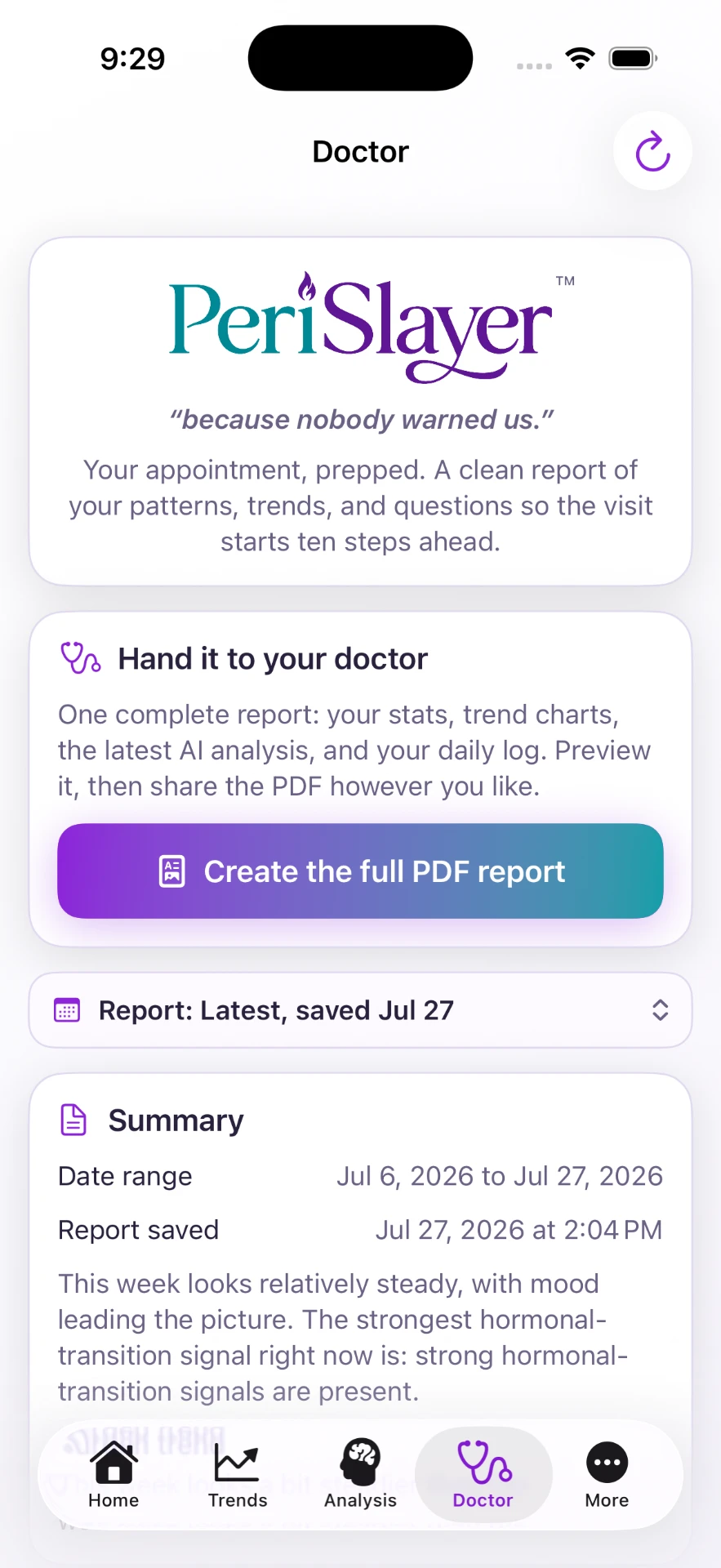 Doctor report ready to share as PDF
