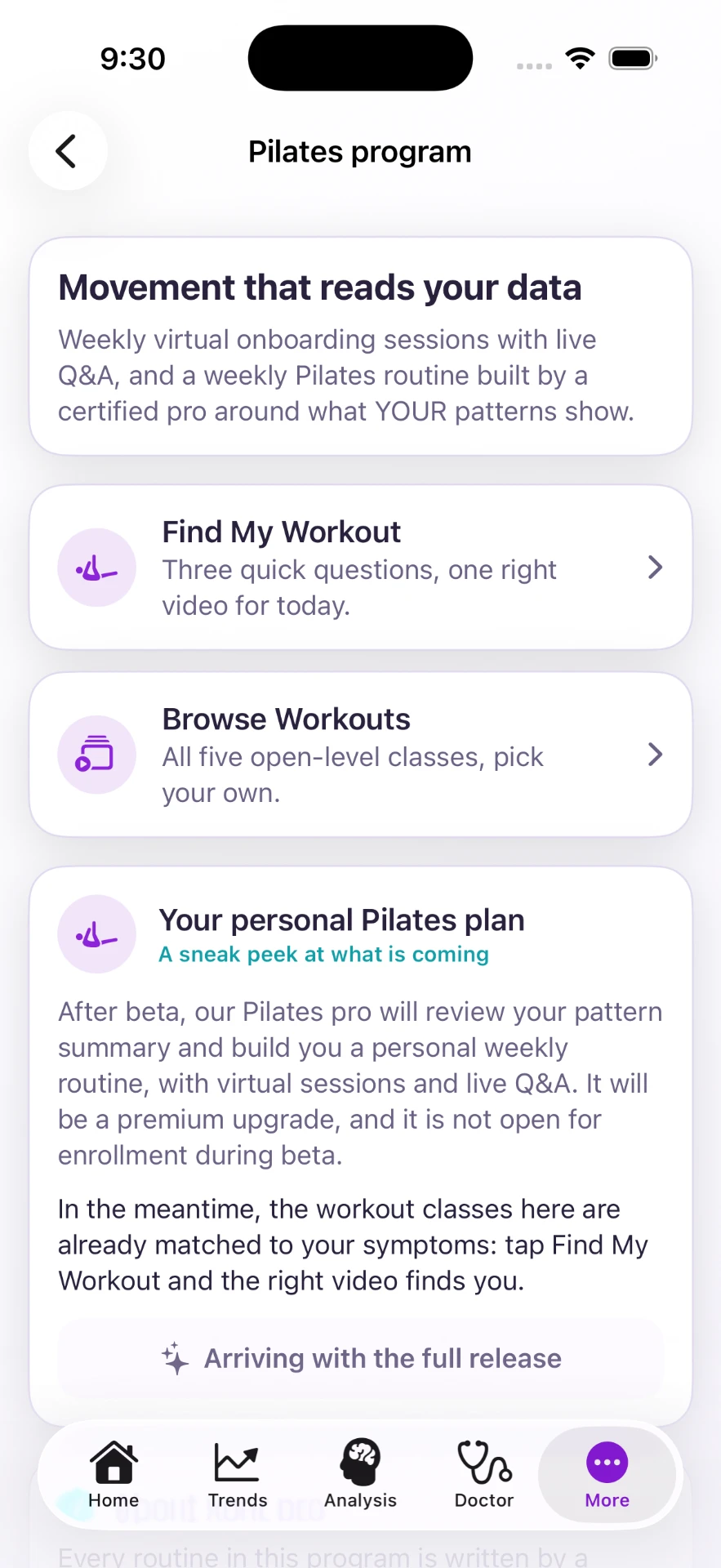 Pilates program tailored to your patterns
